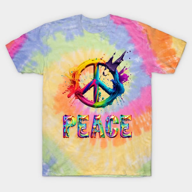 Peace Splash Art T-Shirt by Whole Lotta Pixels